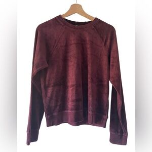 Monrow Reverse Raglan Merlot Supersoft Fleece‎ Crewneck New With Tags